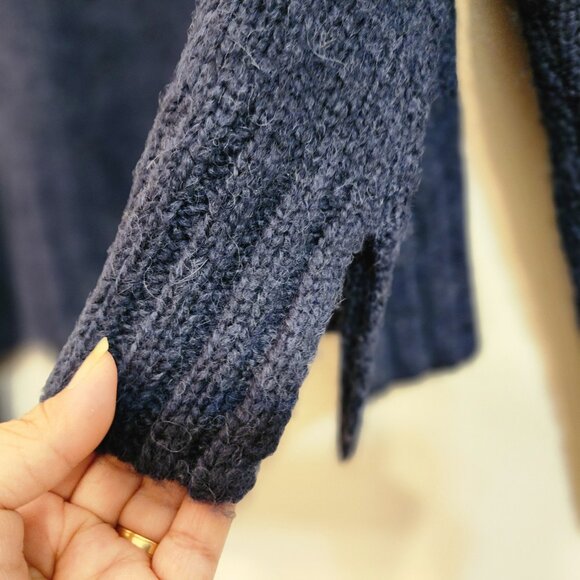 J Crew Blue Embellished Alpaca Wool Blend Crewneck Holiday Sweater Women L Chic - Picture 14 of 16